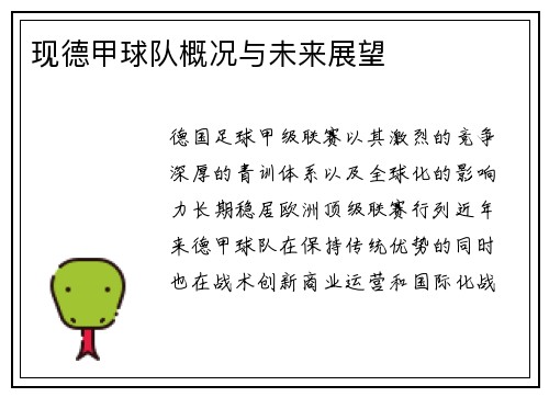 现德甲球队概况与未来展望
